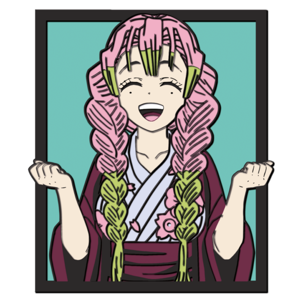 Mitsuri layered design Demon Slayer cutting template wood paper files