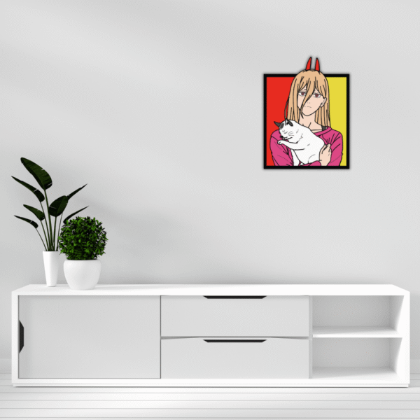 Power Chainsaw Man SVG for 3D Wood Art | Layered File with Meowy for Laser & Cricut - Image 5