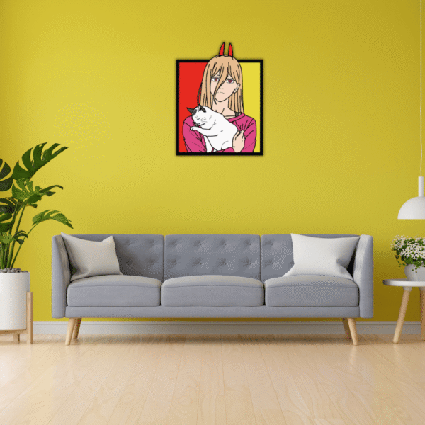 Power Chainsaw Man SVG for 3D Wood Art | Layered File with Meowy for Laser & Cricut - Image 6