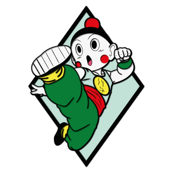 A 3D wood art piece of Jiaozi (Chiaotzu) from Dragon Ball, created from a layered SVG file.