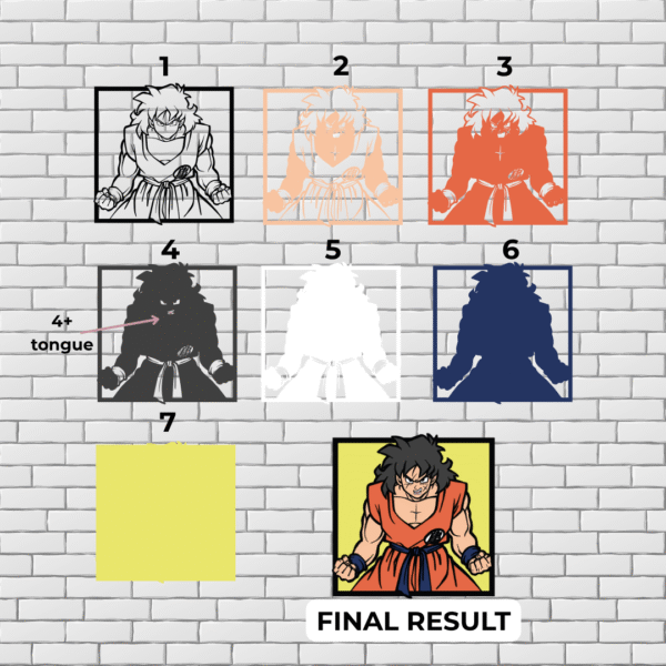 Yamcha SVG for 3D Wood Art | Dragon Ball Z Layered File for Laser & Cricut - Image 3